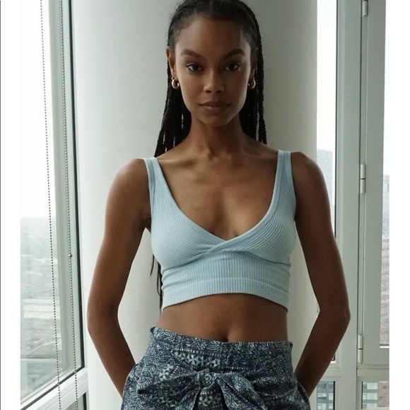 Out From Under | Urban Outfitters Drew Seamless Surplice Ribbed Bra Top Purple - Picture 2 of 8